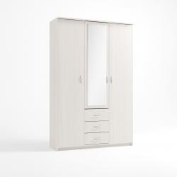 Шкаф комбинированный «Дуэт Люкс» с зеркалом в цвете Дуб Бодега белая