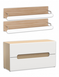 Тумба под телевизор + 2 полки «Палермо» в цвете Шимо светлый/Белый глянец