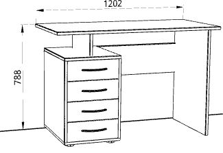 Стол письменный с 4 ящиками в цвете Дуб сонома светлый - Фабрика ЭКО