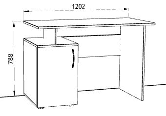Стол письменный с дверкой в цвете Дуб сонома светлый - Фабрика ЭКО