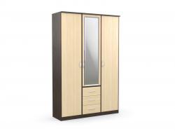 Шкаф комбинированный «Дуэт Люкс» с зеркалом в цвете Венге/Млечный Дуб