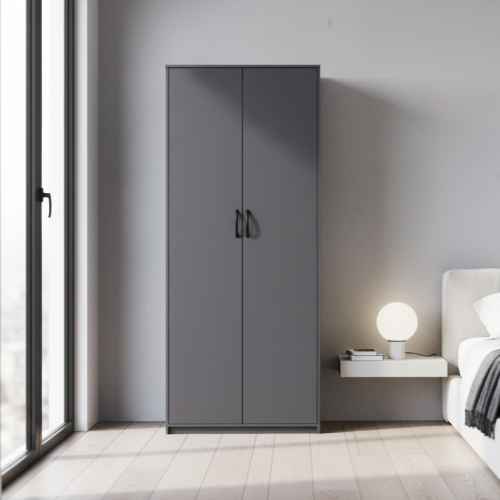 Шкаф 2-х створчатый "Дуэт Люкс" в цвете Графит - Фабрика ЭКО