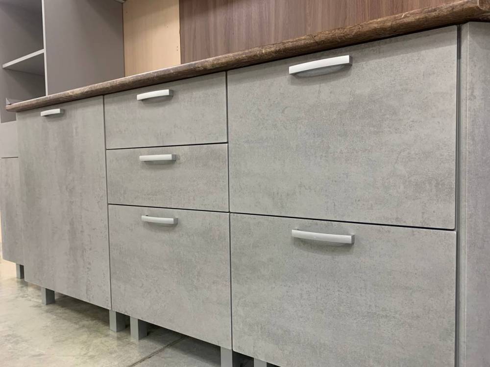 Кухонный гарнитур Опал серый/белый