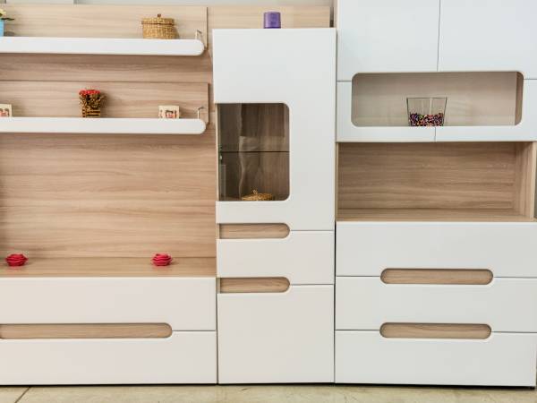 Пенал правый (низкий) «Палермо» в цвете Шимо светлый/Белый глянец - Фабрика ЭКО