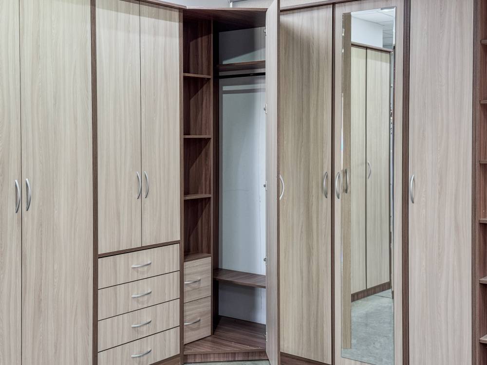 Шкаф угловой «Дуэт Люкс» с зеркалом в цвете Шимо темный/светлый купить в Перми