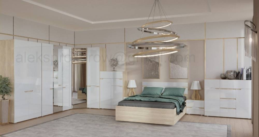 Белый спальный гарнитур в стиле минимализм "ТРИО" - Фабрика ЭКО