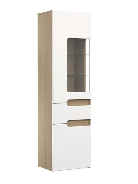 Пенал левый (высокий) «Палермо» в цвете Шимо светлый/Белый глянец - Фабрика ЭКО