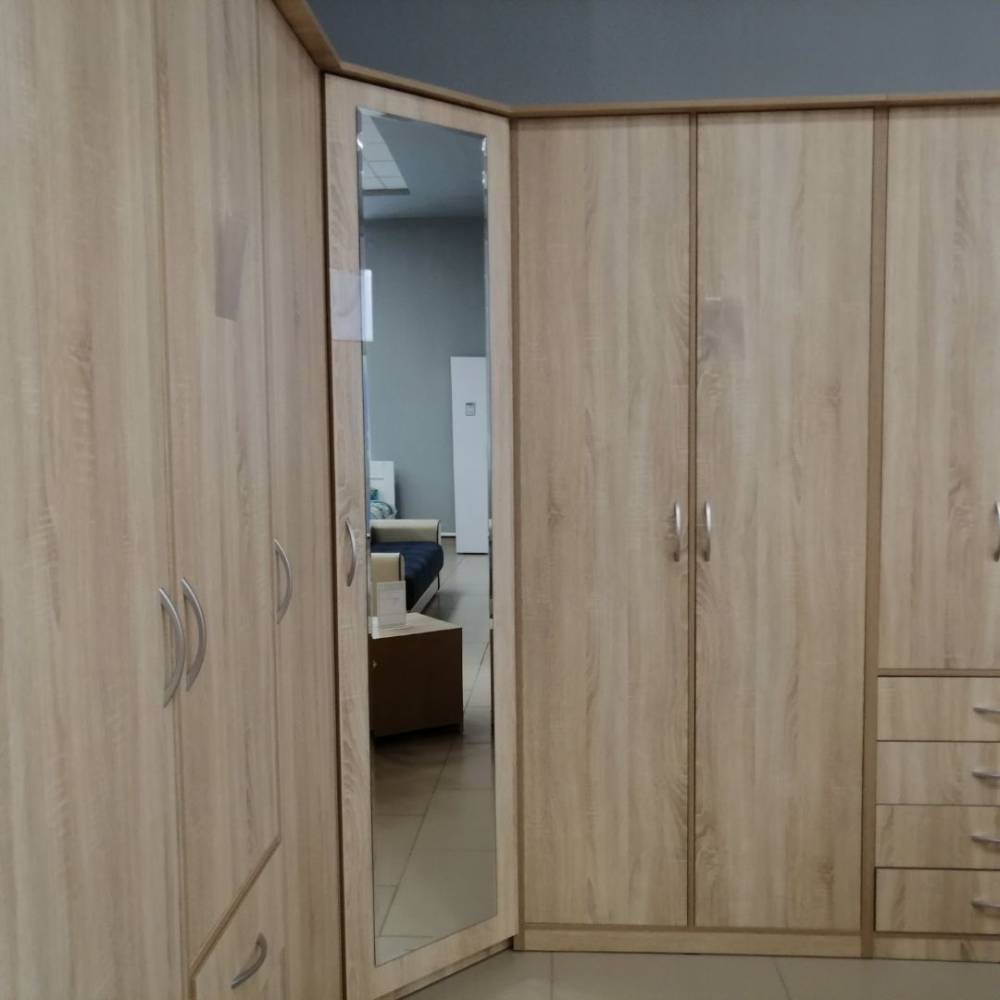 Шкаф угловой «Дуэт Люкс» с зеркалом в цвете Дуб Сонома купить в Перми