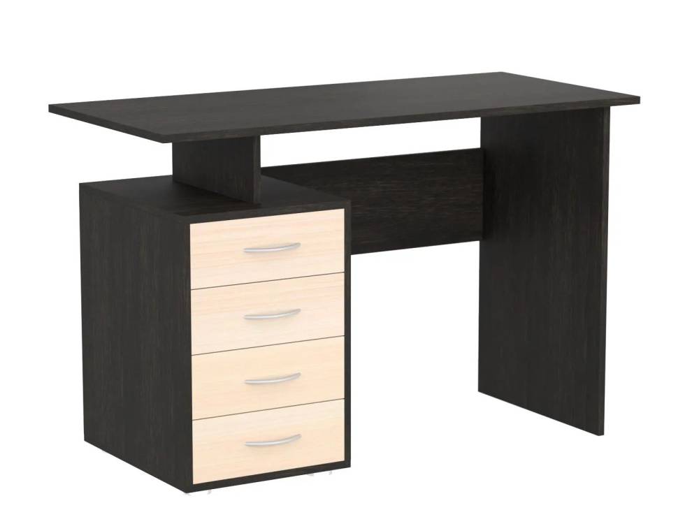 Стол письменный с 4 ящиками в цвете Венге/Млечный дуб - Фабрика ЭКО