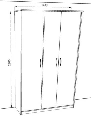 Шкаф 3-х створчатый «Дуэт Люкс» без зеркала в цвете Дуб Бодега купить в Перми