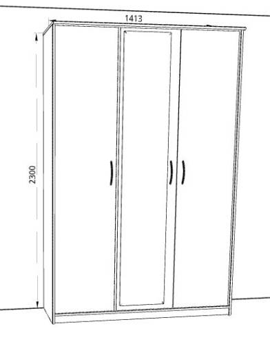 Шкаф 3-х створчатый «Дуэт Люкс» с зеркалом в цвете Венге/Млечный Дуб купить в Перми