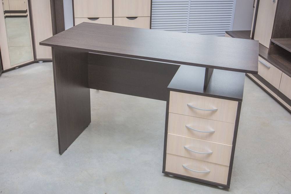 Стол письменный с 4 ящиками в цвете Венге/Млечный дуб (распродажа)