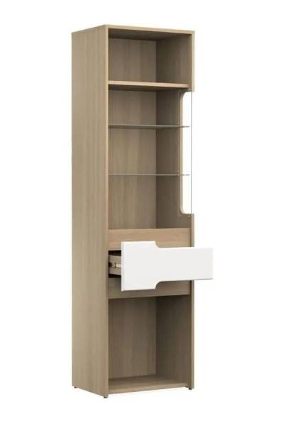 Пенал левый (высокий) «Палермо» в цвете Шимо светлый/Белый глянец - Фабрика ЭКО