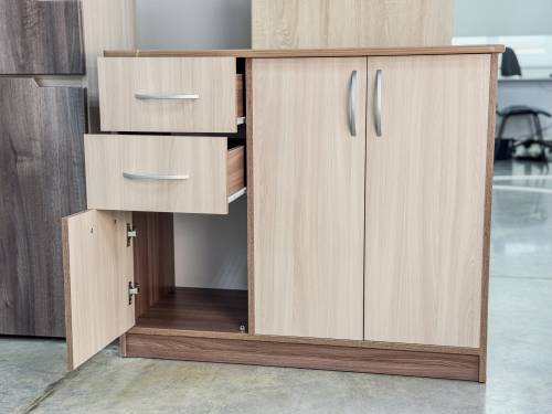 Комод трехстворчатый с двумя ящиками Алла в цвете Шимо тёмный/светлый купить в Перми