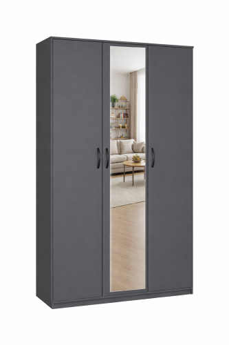 Шкаф 3-х створчатый "Дуэт Люкс" с зеркалом в цвете Графит - Фабрика ЭКО