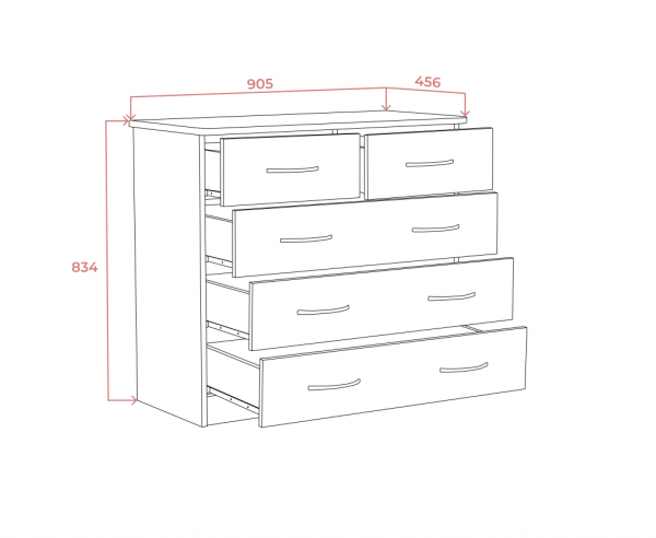 Комод 900 «Дуэт Люкс» с 5-ящиками в цвете Венге/Млечный Дуб купить в Перми