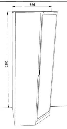 Шкаф угловой «Дуэт Люкс» с зеркалом в цвете Дуб Бодега купить в Перми