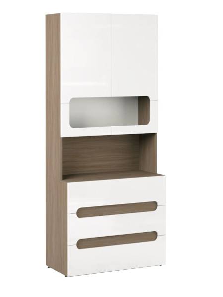 Стеллаж «Палермо Юниор» в цвете Шимо светлый/Белый глянец (распродажа)