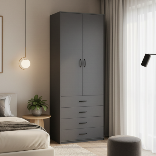 Шкаф универсальный "Дуэт Люкс" в цвете графит - Фабрика ЭКО